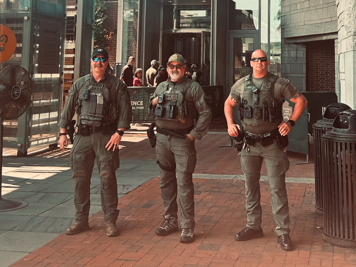 Federal Park Police guarding Presidents House Exhibit Philadelphia